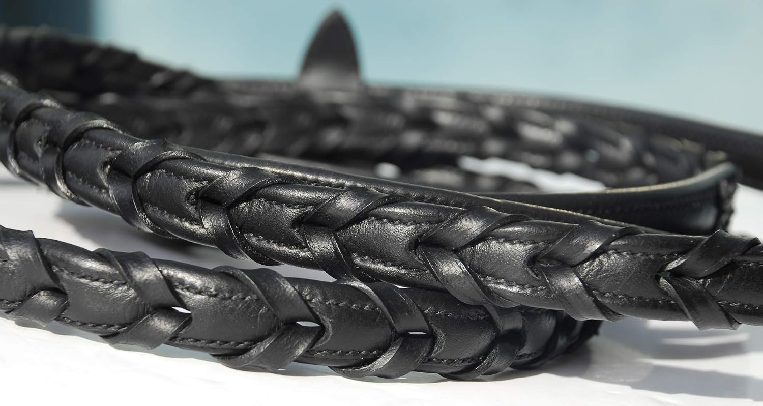 Rhinegold Softee Leather Laced Reins-Black - Image 3