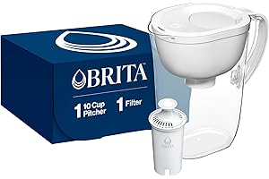 Brita Large Water Filter Pitcher for Tap and Drinking Water with SmartLight Change Indicator, Includes 1 Standard Filter, BPA-Free, Lasts 2 Months, 10-Cup Capacity, Bright White
