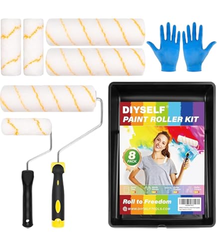 Paint Rollers HOMEE Paint Roller Kit Set 9 Inch And 4 Inch With Paint Roller Frame,Roller Cover,Brushes And S,Paint Brush Set For House Painting Wall Decorating,Painting Supplies For Home DIY Improvement Paint - View #12