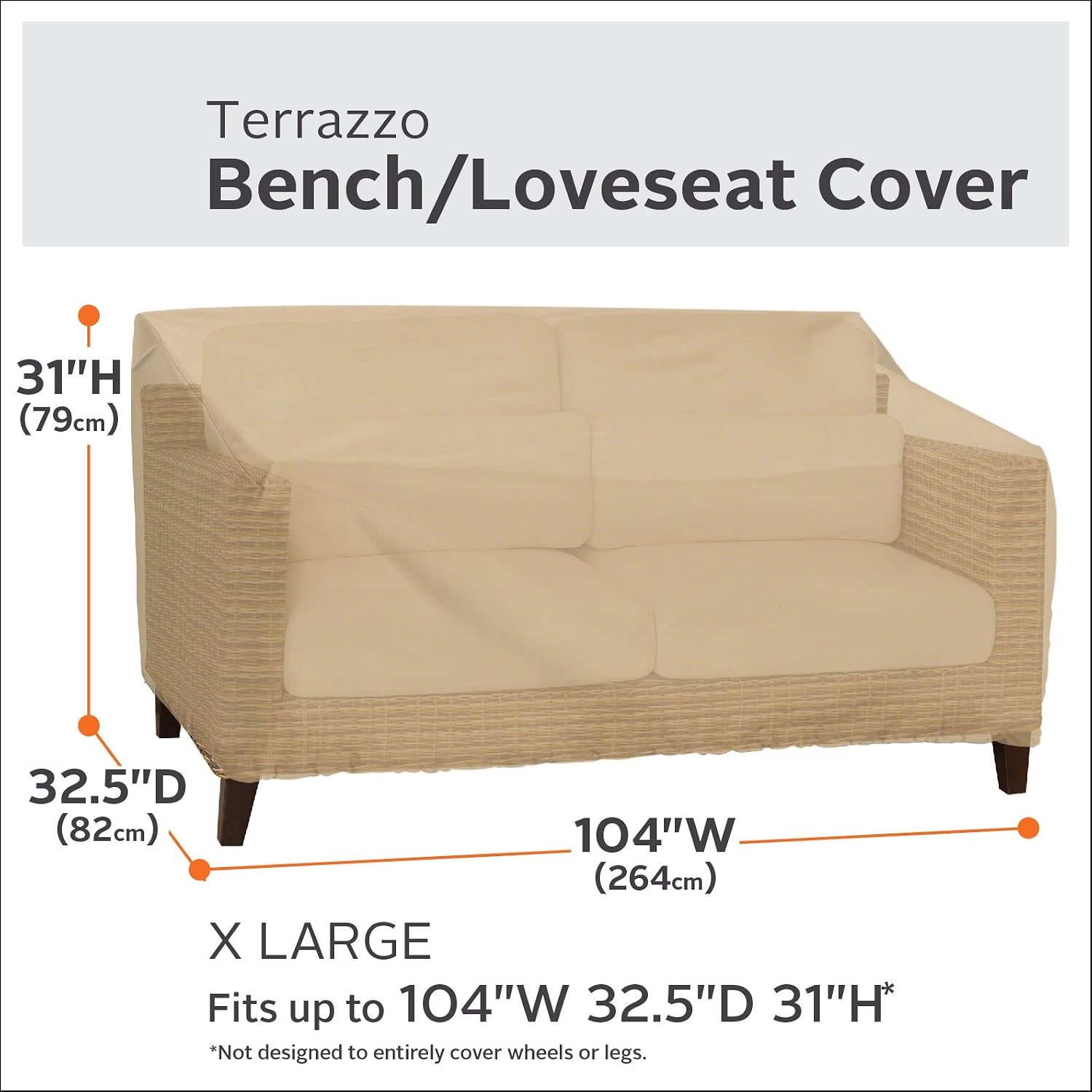 Classic Accessories Terrazzo Patio Bench Loveseat Cover Large Bench Covers