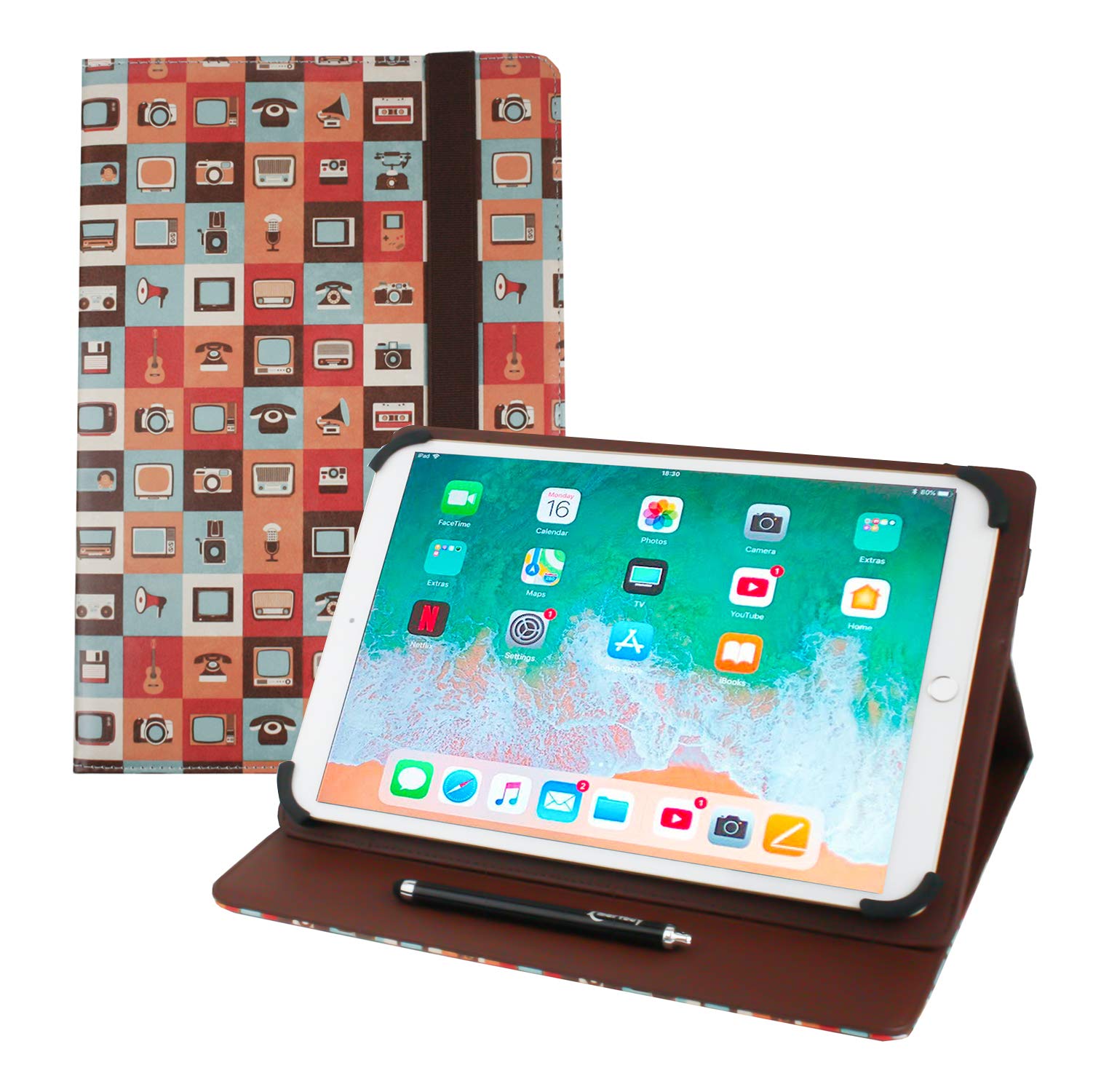 Emartbuy Universal 10-11.5 Inch Gadgets Multi Angle Folio Wallet Case Cover With Card Slots and Stylus Pen Compatible With Selected Devices Listed Below