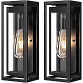 Slypadan 15" Large Outdoor Wall Lights, 2 Pack Matte Black Outdoor Sconces, Modern Waterproof Exterior Lighting Fixtures with