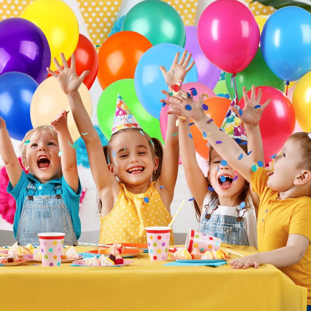 RUBFAC 120 Assorted Color Balloons 12 Inches 12 Kinds of Rainbow Party Latex Balloons, Latex Balloons for Party Decoration, Birthday Party Supplies or Arch Decoration: Toys & Games