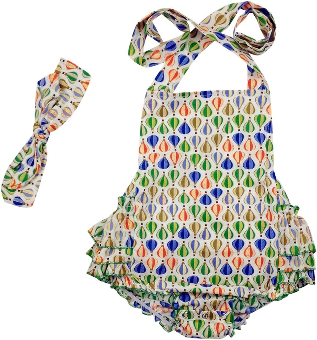 DQdq Baby Girls' Floral Print Ruffles Romper Summer Dress