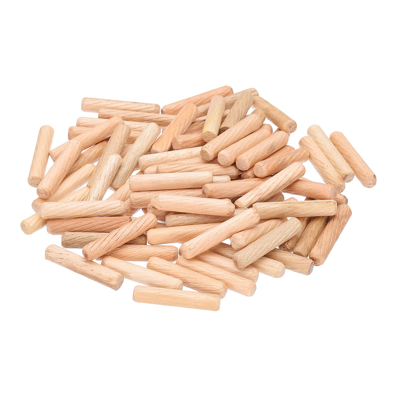 PATIKIL 1/4 Wooden Dowel Pins, 212 Pcs M6x30mm Wood Dowel Pins Hardwood Pegs Fluted Groove Easy Insertion for Crafts Furniture Door Art