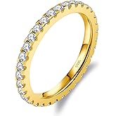 Delzzad Moissanite Ring Wedding Bands for Women, Solid S925 Sterling Silver Eternity Rings Stackable Engagement Ring Set - D Color VVS1 Moissanite Jewelry - Birthday Mother’s Day Anniversary Christmas Gifts