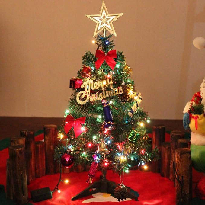 Albero Di Natale 50 Cm.50 Cm Albero Di Natale Di Pino Miniatura Con Gli Ornamenti D Attaccatura Verde Albero Di Natale Del Ridurre In Pani Con Le Luci Le Sfere Di Pino Fungono Le Decorazioni Dei Mini