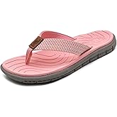 KuaiLu Womens Casual Flip Flops with Comfortable Arch Support Yoga Mat Summer Beach Walking Thong Cushion Sandals Lightweight Flats Non-Slip Shoes Indoor Outdoor
