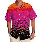 Halloween Button up Shirts for Men Vintage Halloween Scary Graphic Tees Shirt Hawaiian Shirt Short Sleeve