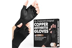 Dr. Frederick's Original Copper Compression Arthritis Gloves - Doctor-Developed Hand Pain Relief for Arthritis, Carpal Tunnel & Tendonitis - All-Day Comfort, Typing & Daily Use - Fingerless, Large