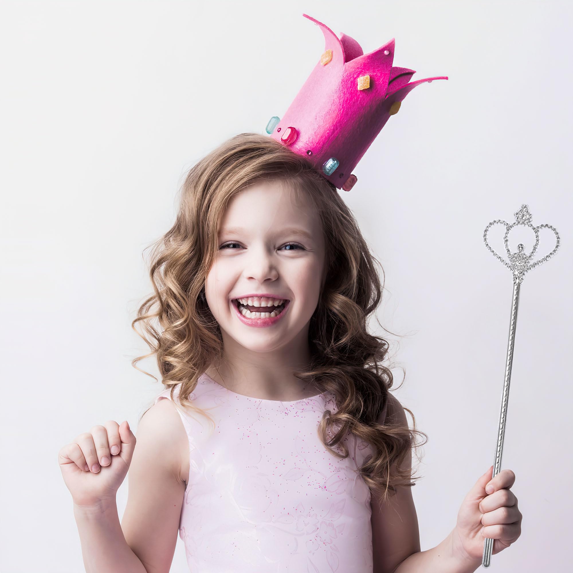 2 Pack Silver Star Wands, Crown Wands, Princess Fairy Wands,Magical Sticks for Girls Birthday, Party, Halloween