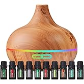 Ultimate Aromatherapy Diffuser & Essential Oil Set - Ultrasonic Top 10 Oils Modern with 4 Timer 7 Ambient Light Settings Therapeutic Grade Lavender