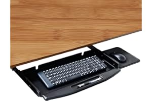 MISSIPPIBASE Steel Sliding Keyboard Tray Under Desk 28"Lx10"W with 360 Rotating Mouse Platform - Keyboard Holder, Drawer, and Shelf - Under Desk Mounted Office Desk with Keyboard Tray