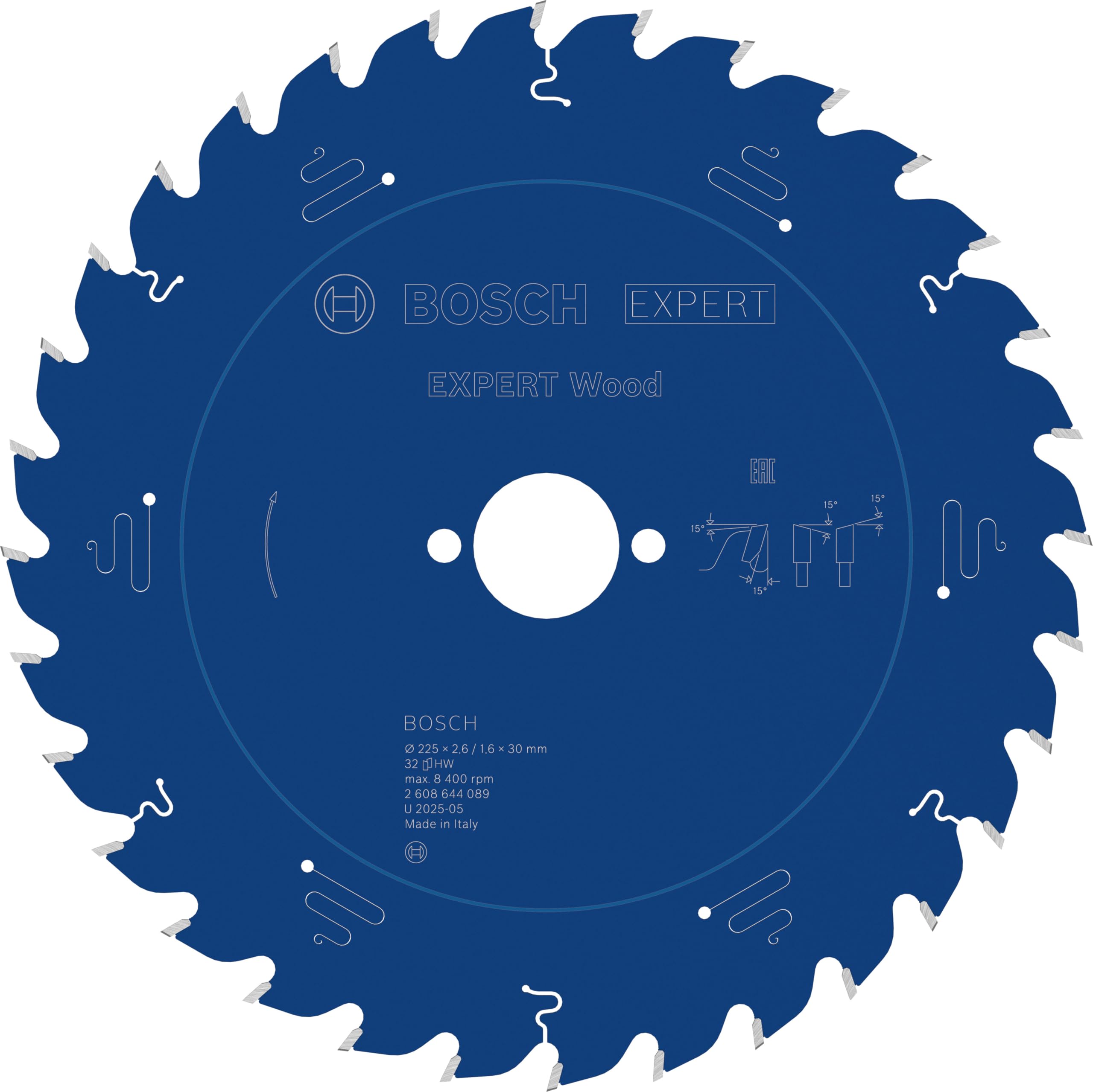 Bosch Accessories 2608644089 EXWOT 32 Tooth Top Precision Circular Saw Blade, 0 V, Blue
