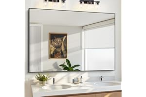 KOCUUY 60x40 Inch Large Black Wall Mounted Mirror,Aluminum Framed Decorative Rectangular Bathroom Mirror for Wall Over Sink,Vanity Mirror for Bedroom Living Room Bathroom,Functional Oversized Mirror