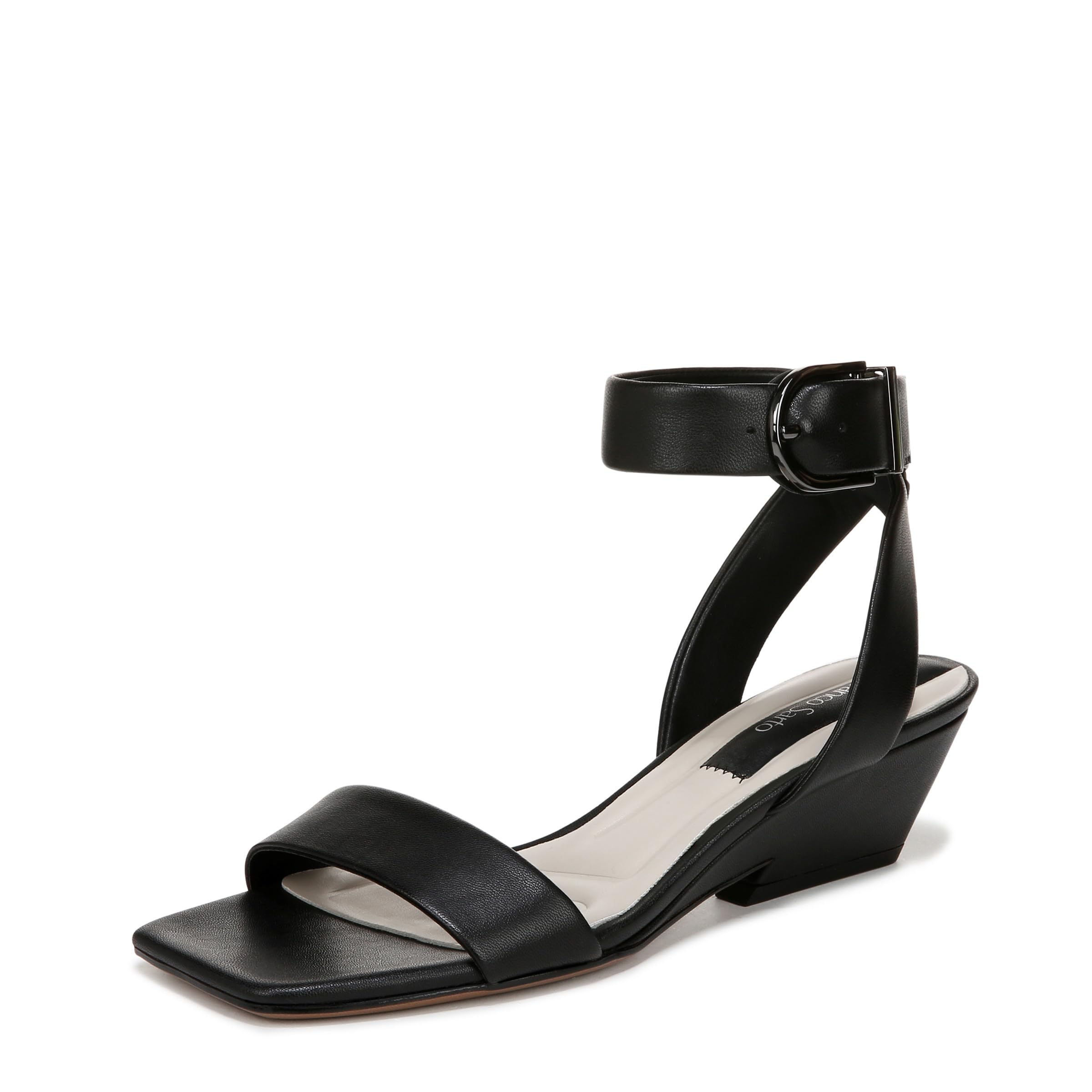 Franco Sarto Womens Savini Heeled Sandal Black Leather 6.5 W