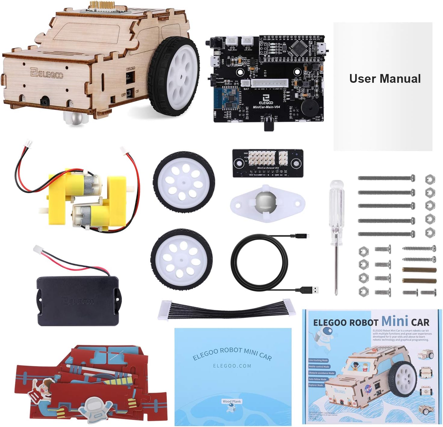 ELEGOO Robotic Wooden Car Kit with