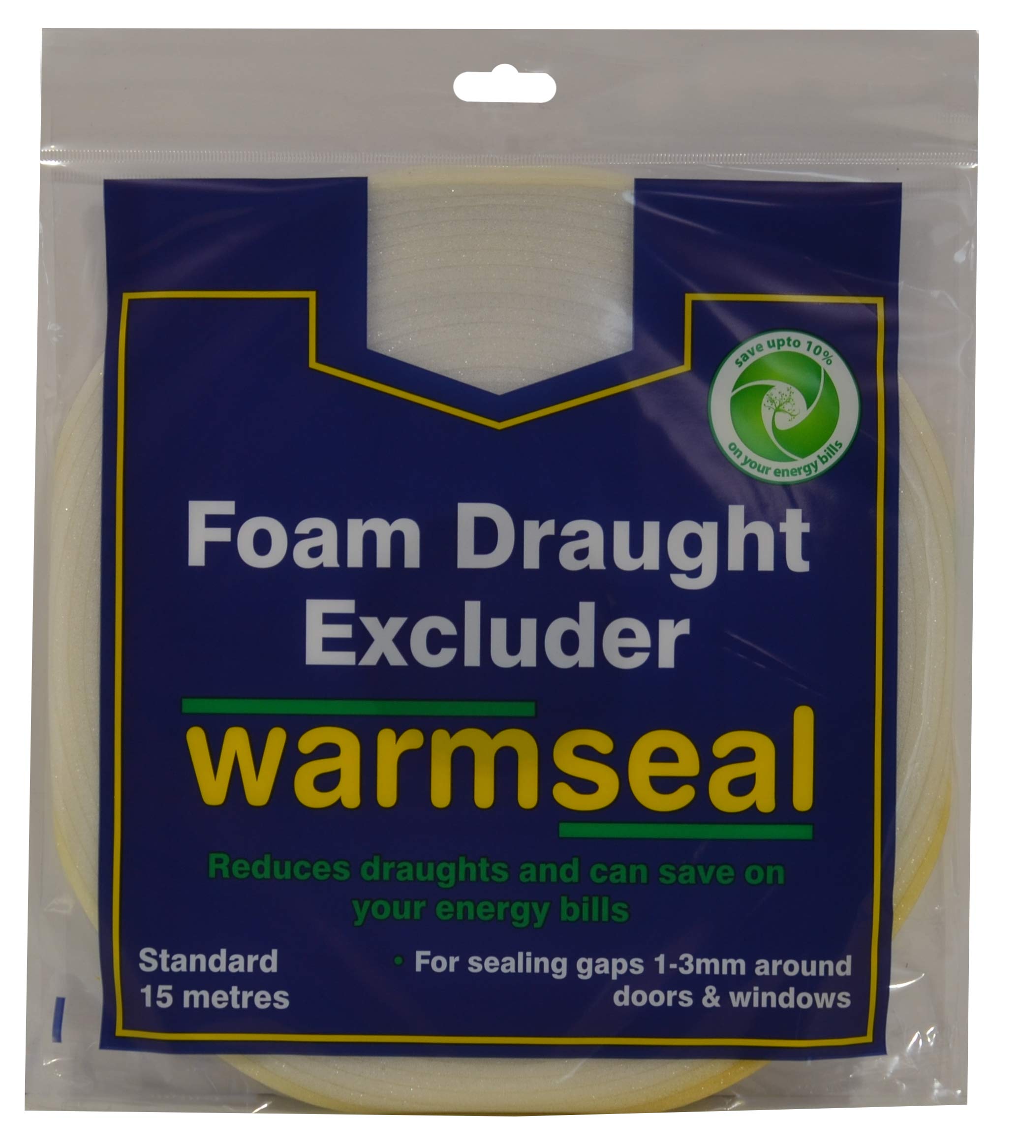 WARMSEAL PVC Foam Draught Excluder for Windows and Doors | Energy Saving Insulation | 15m | White