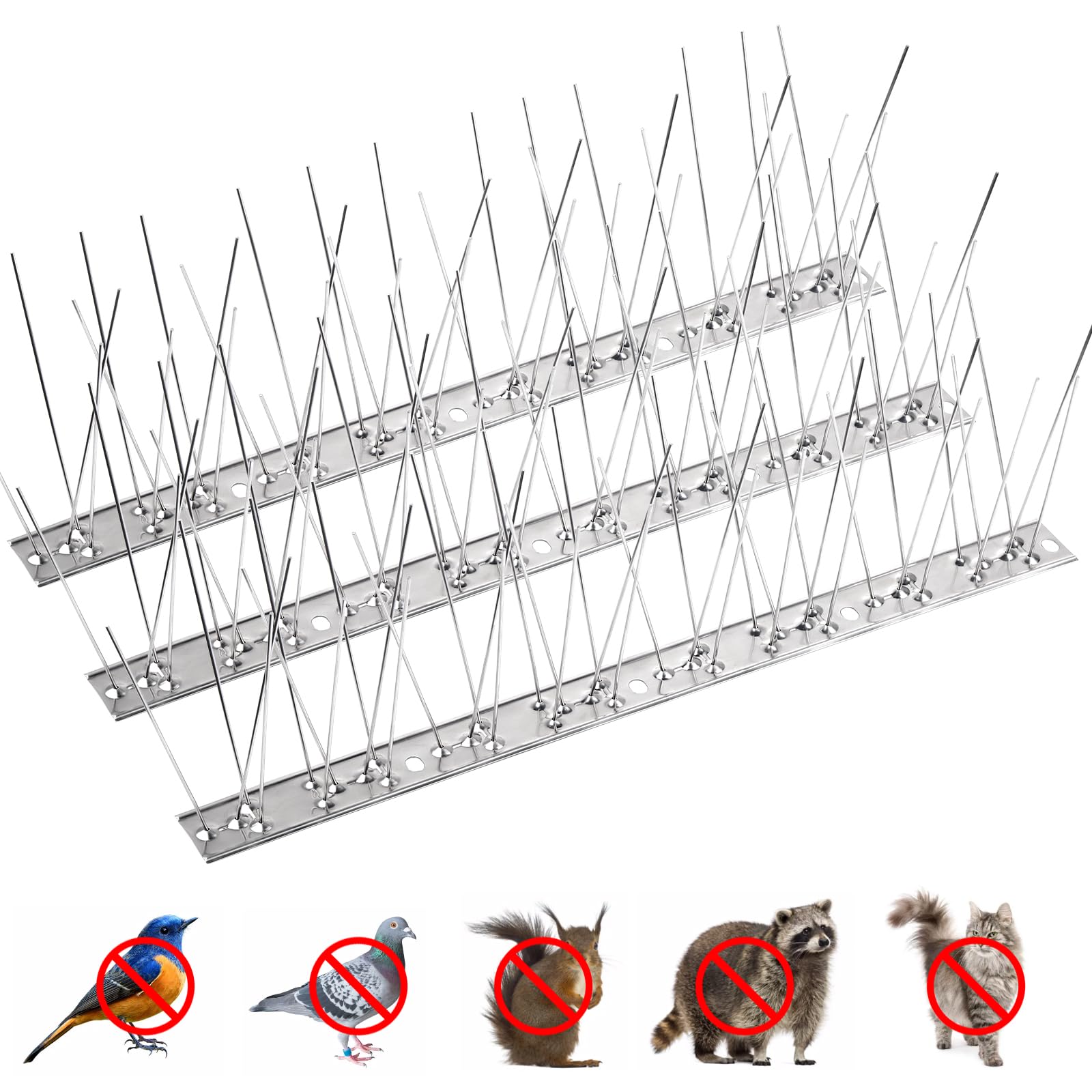 Bynccea Bird Repellent Stainless Steel Pigeon Repellent Spikes, Durable Bird Spikes, Fence Spikes, Bird Deterrent Spikes for Anti-Crow, Seagulls and Small Birds
