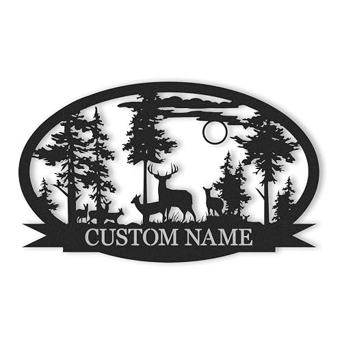 Personalized Deer Metal Cabin Sign | Custom Metal Sign | Personalized Camping Signs | Deer Hunter Gift | Custom Signs Outdoor Metal | Custom Family Name Sign | Cabin Decor | Porch Sign