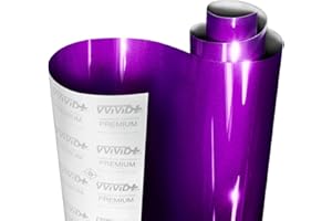 VViViD+ Ultra Gloss Candy Purple Vinyl Car Wrap Premium Paint Replacement Film Roll with Nano Air Release Technology, Stretchable Protective Cap Liner, Self Adhesive (1ft x 5ft)