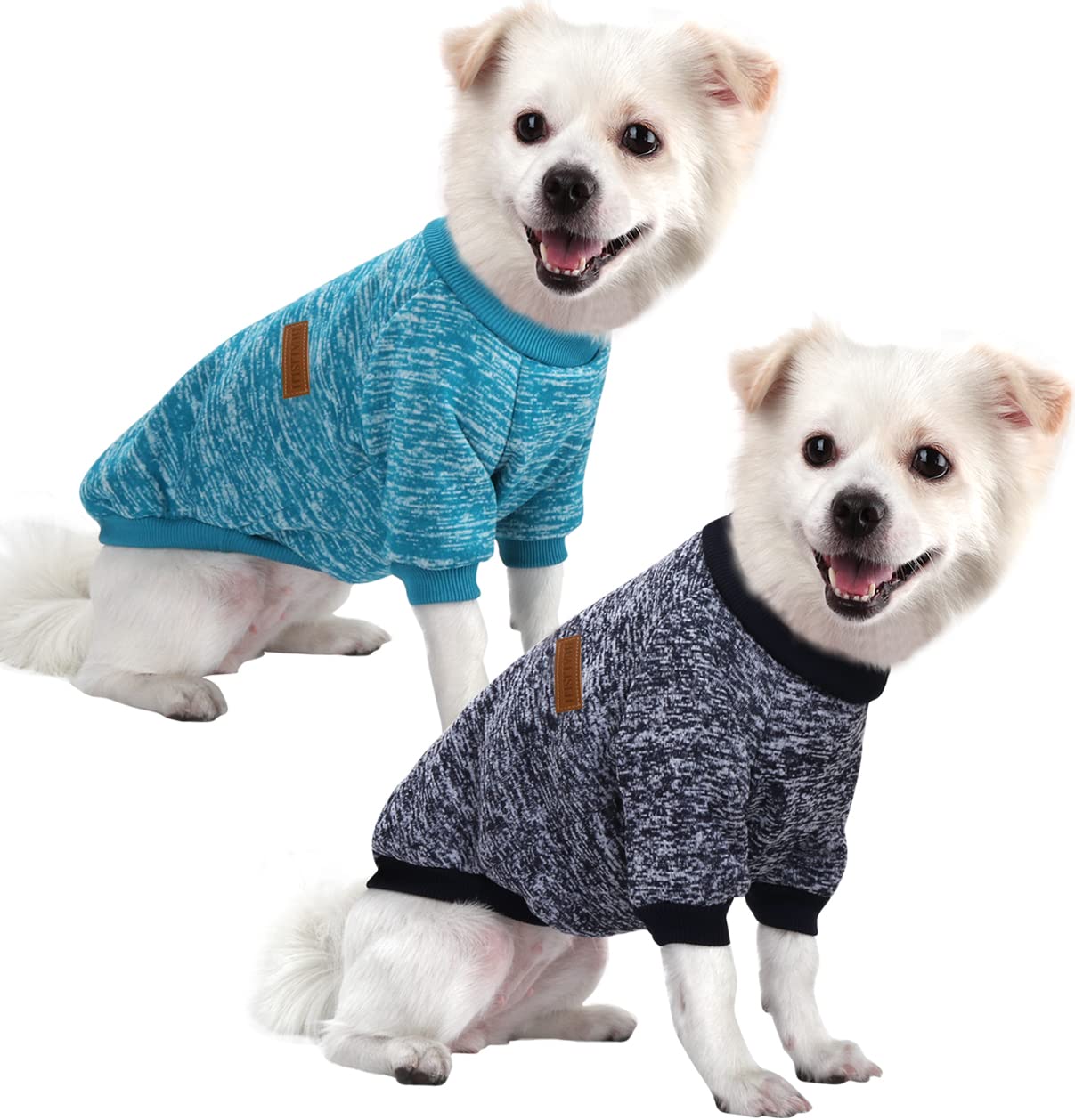 HuaLiSiJi Dog Jumper Small Dog Hoodie Sweatshirt Chihuahua Jumper Christmas Sweater Fleece Inside Soft Cozy, Colour Vibrant Easy to Take On and Off (Blue+Navy Blue, S)