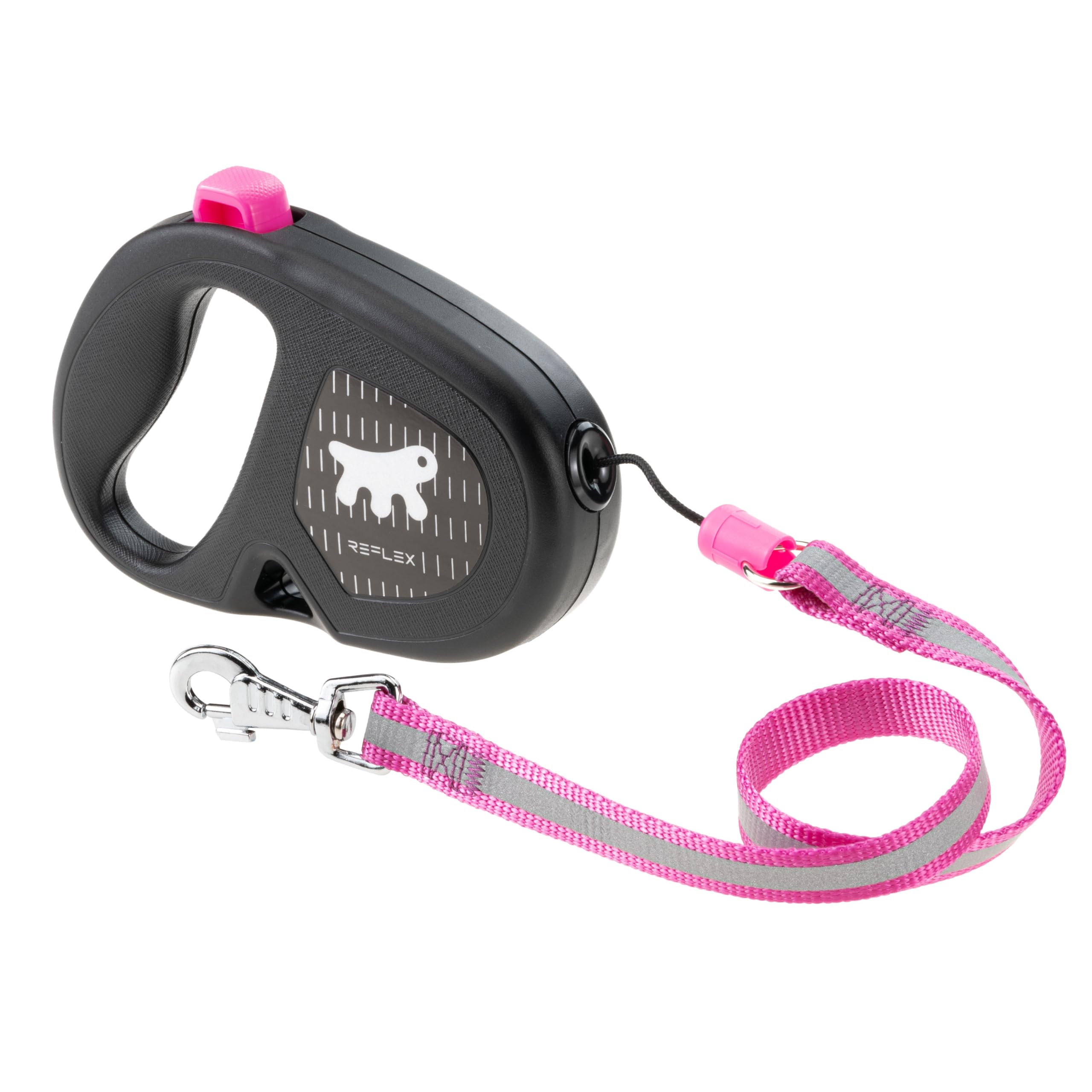 Ferplast FLIPPY ONE REFLEX Reflective Extendable Dog Lead - Evening Walks - Bag Holder - Lock & Release Button - Ergonomic Design - Cord - Max 20 Kg - 5m, Purple
