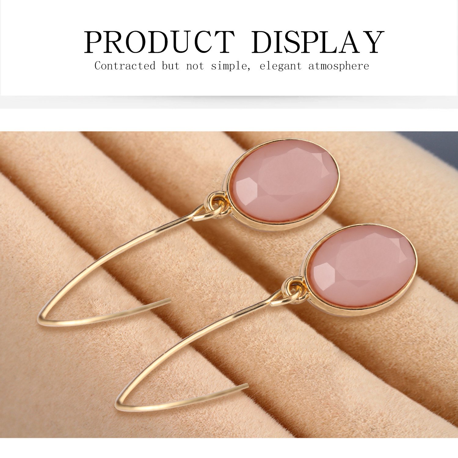 Dangle Earrings，UHIBROS Women\'s Stone Crystal Dangle Drop Earrings (Pink)