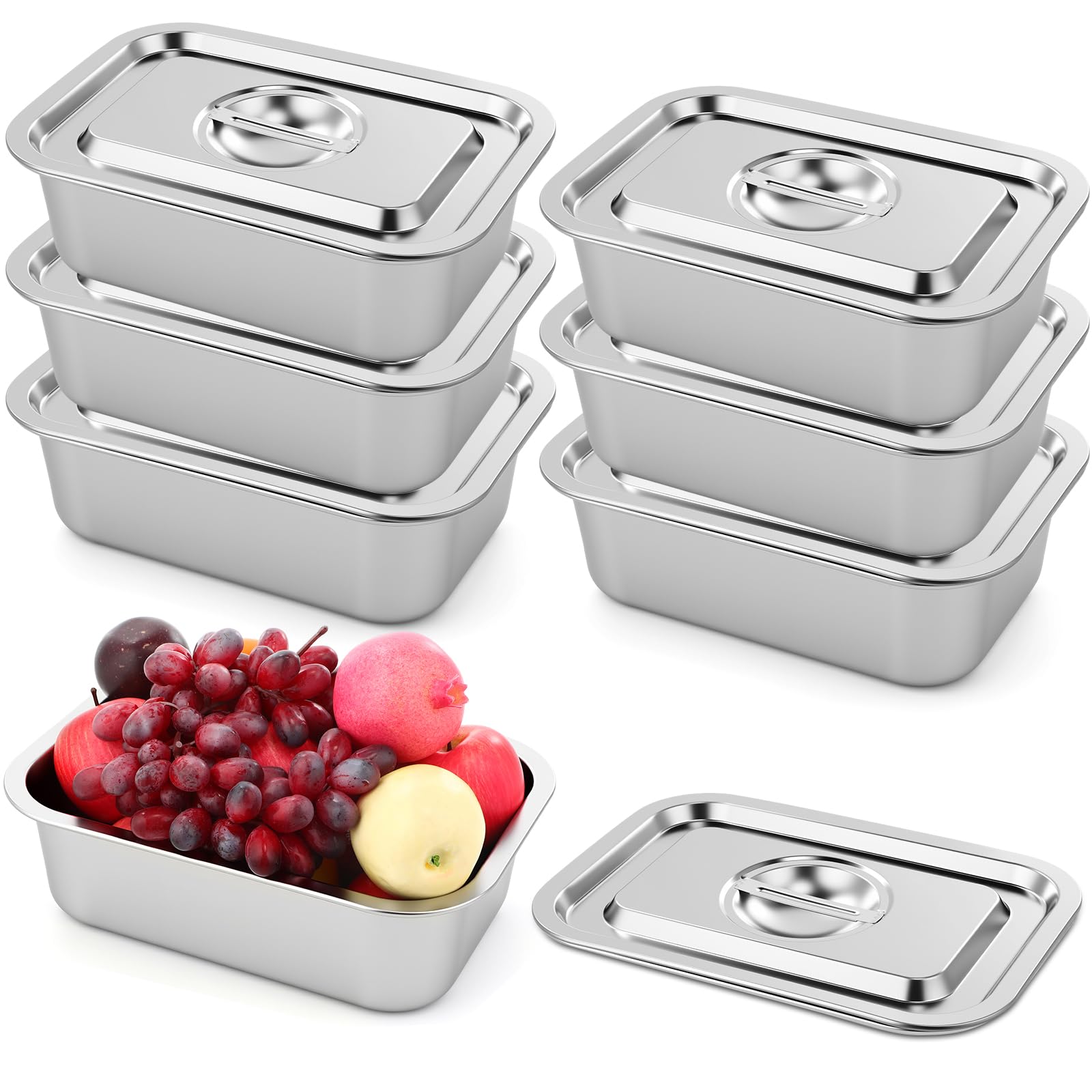 Photo 1 of Thenshop 6 Pack Stainless Steel Hotel Pans with Lids 1/3 Size 4 inch Deep Steam Table Pans Commercial Food Warmer Storage Container for Buffet Catering Party Home Kitchen Restaurant Supplies