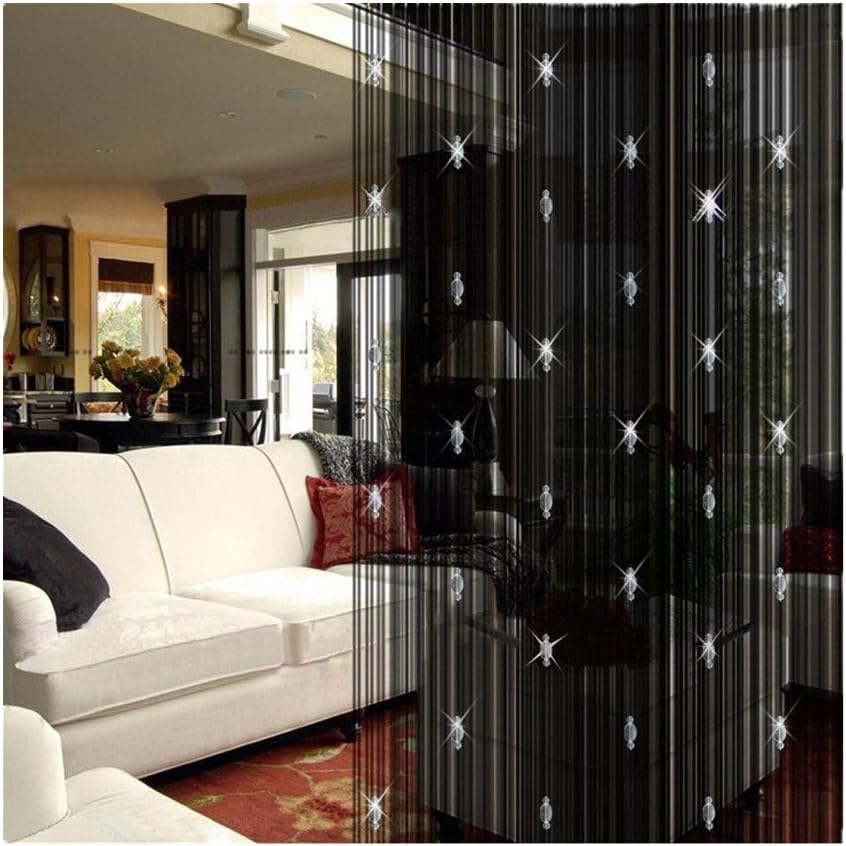nj365 Home Door Room Fringe Divider Window Crystal Panel String Curtain Tassel Valance Party Decoration