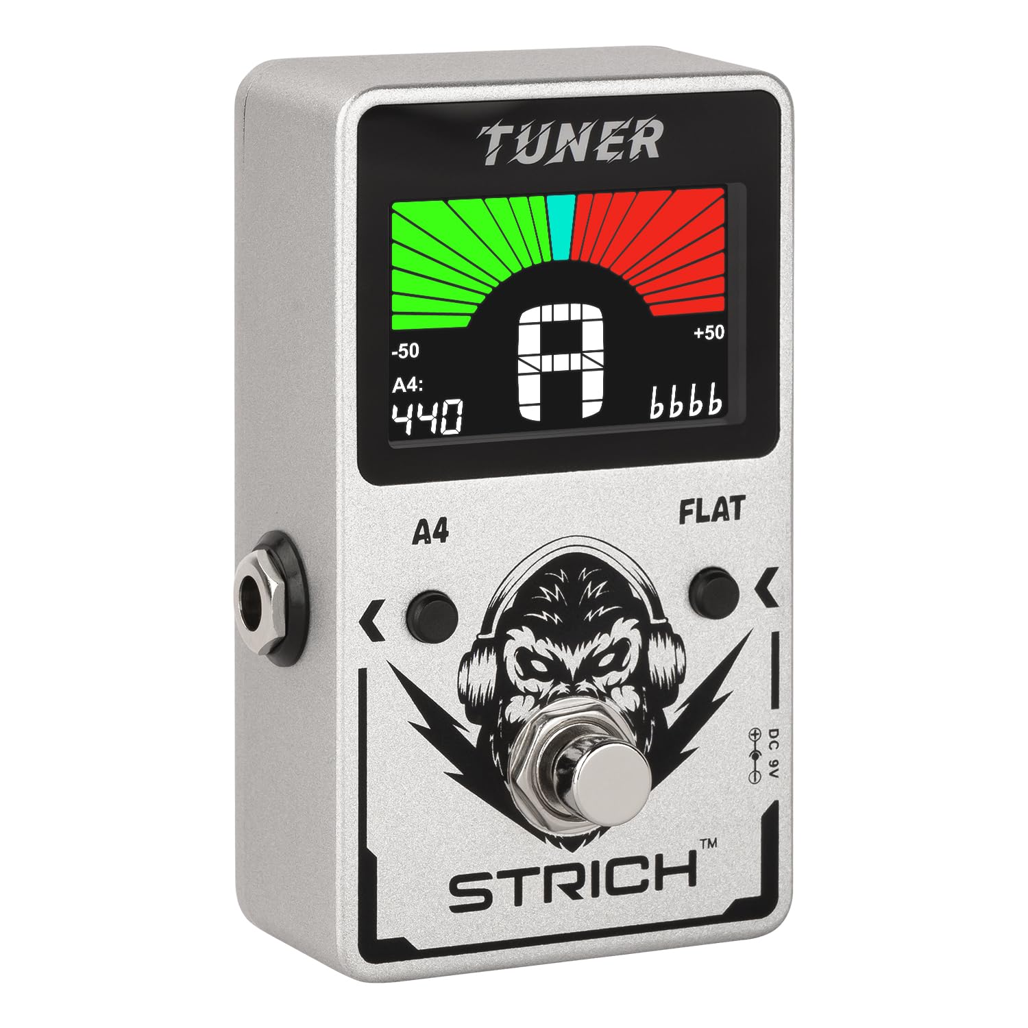 STRICH Tuner Guitar Pedal with Large Color Screen, Precision Chromatic Drop Tuning, 430-450Hz A4, True Bypass for Electric Guitar & Bass, Silver