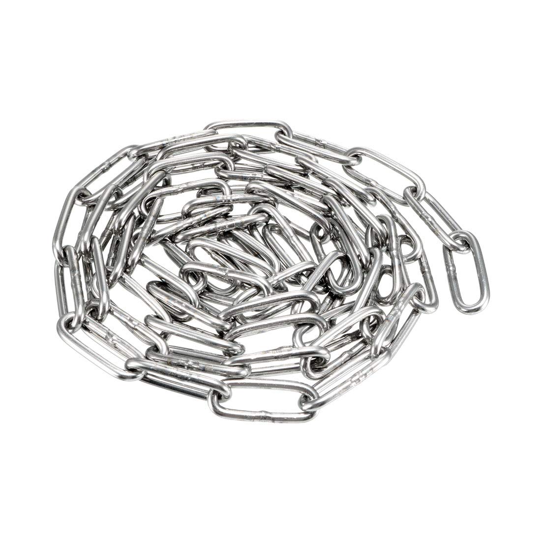 sourcing map Stainless Steel 304 Hardened Proof Coil Chain 1.5m Length 3mm Thickness Zinc Plated