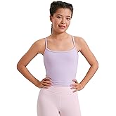 CRZ YOGA Girls Butterluxe Double Lined Camisole Crop Tank Tops - Dance Yoga Athletic Casual Spaghetti Y Back Kids Teen