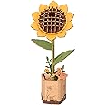 ROBOTIME 3D Puzzles Wooden Flower Sunflower DIY Model Building Kit to Build for Adults Bouquet Botanical Collection Craft Brain Teaser Puzzle Creative Gift Home Decor