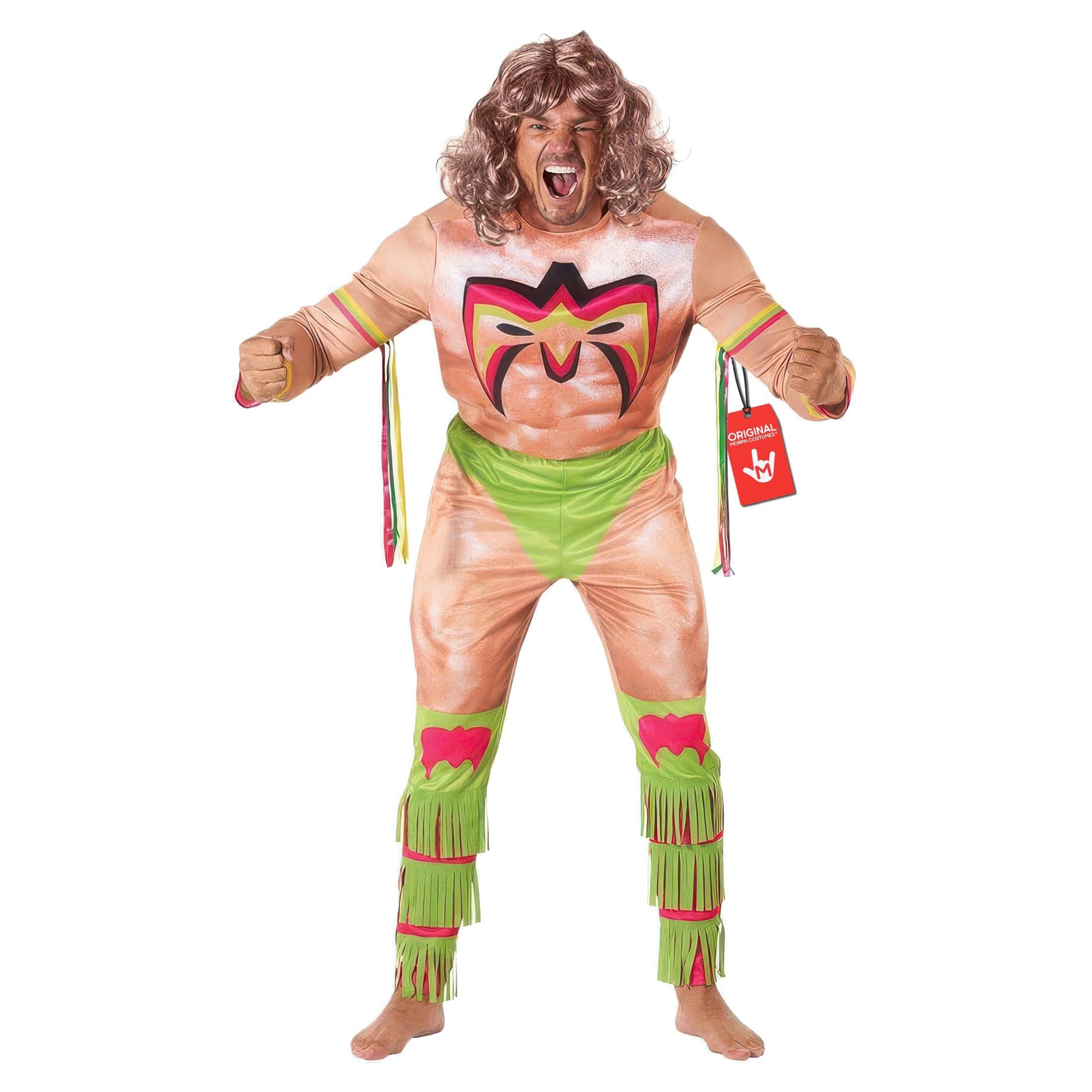 Morph Ultimate Warrior Costume for Men, WWE Costume, WWE Wrestler Costumes Adult, Halloween Costumes Men, X-Large