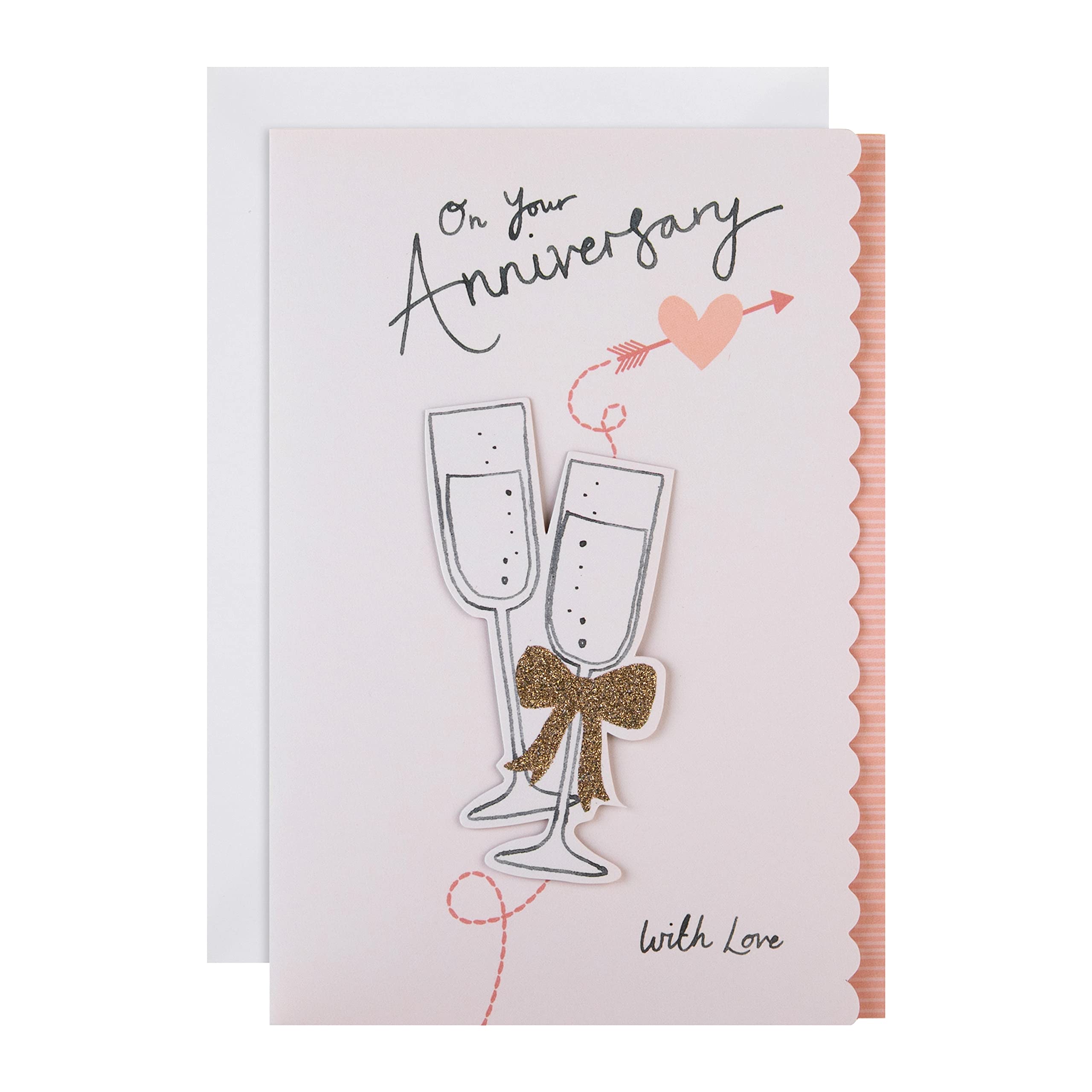 Hallmark Anniversary Card for Couple, To Both, Champagne Glasses Design, Pink