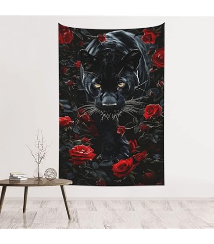 Amazon.com: STAYTOP Tapestry Cool Black Panther Vertical Wall