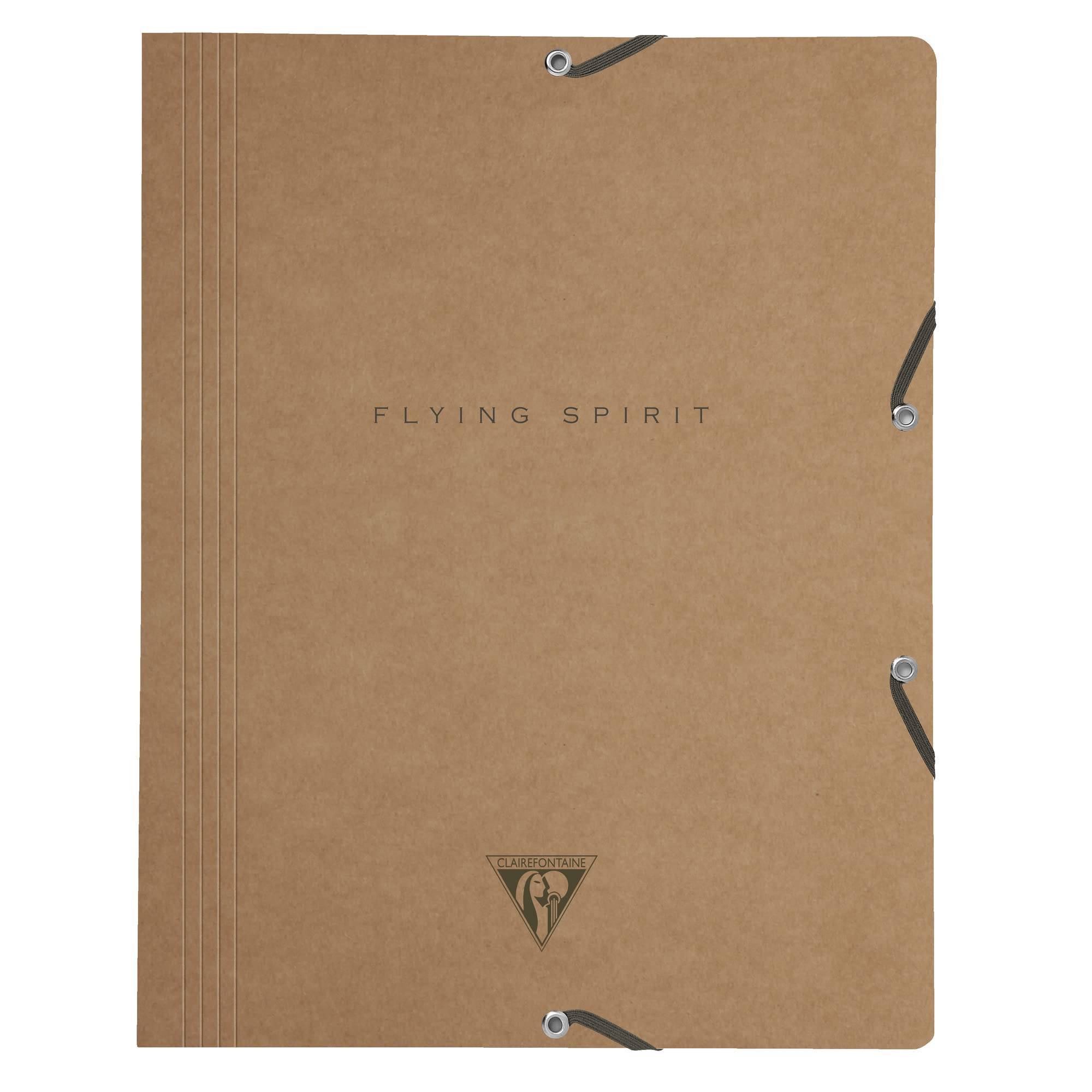 Clairefontaine 103514C - One Flying Spirit 3-flap elastic folder - Size 24 x 32 cm, brown colour kraft cover, random pattern - flying spirit collection