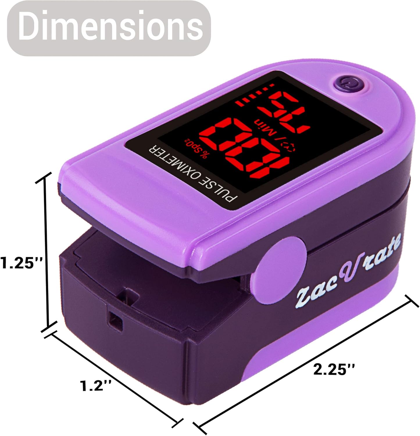 Zacurate Pro Series 500DL Fingertip Pulse Oximeter Blood Oxygen Saturation Monitor with Silicon Cover, Batteries and Lanyard (Mystic Purple): Health & Personal Care