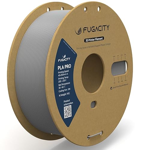 Fugacity PLA Filament 1.75mm, Gray 3D Printer Filament 1KG Spool (N.W 2.2lbs), Dimensional Accuracy +/- 0.02mm, Enhanced Printing Effect Fits Most FDM 3D Printers