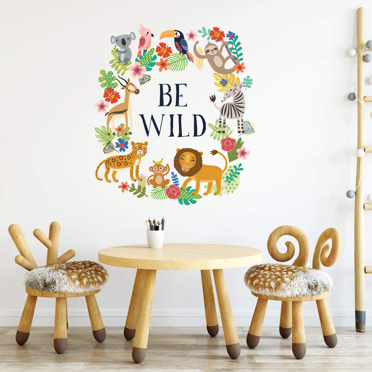 Stickerscape Be Wild Jungle Wall Sticker | Perfect for A Childs Room Or Nursery | Easy to Apply | Large Jungle Themed Sticker Quote