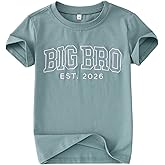AG AGUU Big Brother Shirts Toddler Baby Boy Embroidery Big Bro Est. 2026 T-Shirt Summer Short Sleeve Tees Announcement Tops