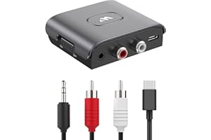 WARRKY Bluetooth Audio Receiver for Home Stereo RCA and 3.5mm Audio Jack, Bluetooth Audio Adapter for Speakers, Work for Sound System, Amplifier, Cars