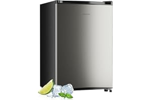 Upstreman 3.0 Cu.ft Small Mini Freezer Upright Freezer with Reversible Door, Fast Cooling, 5 Adjustable Thermostat, Stand Up Freezers with Ice Trays Defrosting Tools for Home, Dorm (Silver)