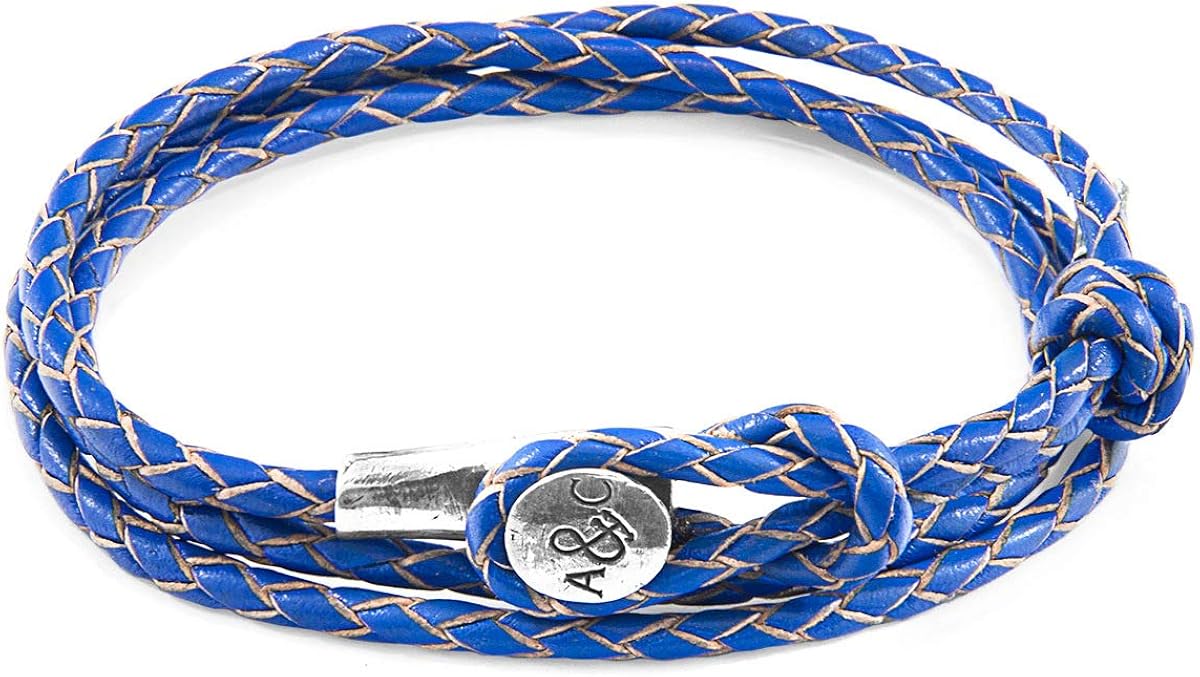 ANCHOR & CREW Königsblaue Dundee Silber Und Geflochtenes Lederarmband