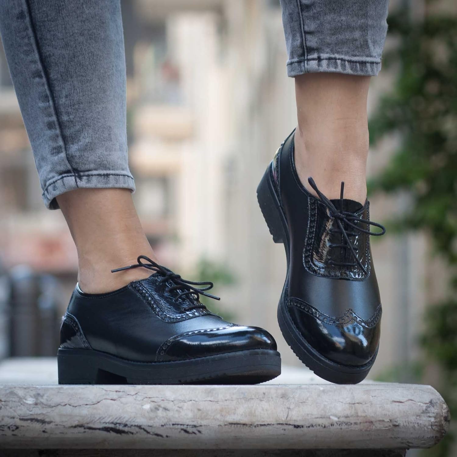 Black Handmade Leather Women's Oxford Shoes Handmade