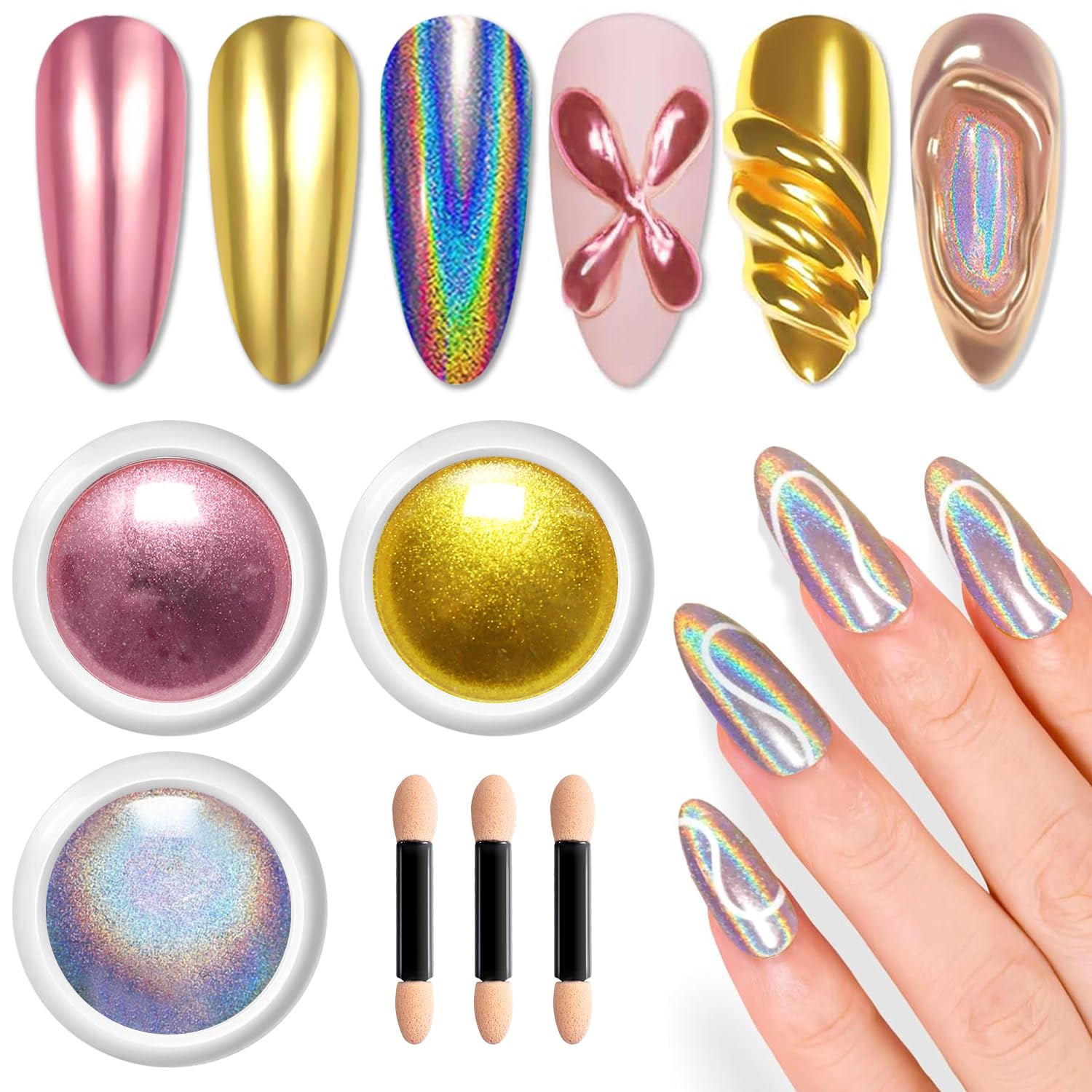 LEDSUUEI Chrome Nail Powder Mirror Effect Metallic Nail Art Pigment Powder