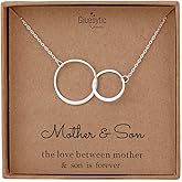 Giuesytic Mother Son Necklace Sterling Silver Two Interlocking Infinity Circles Mothers Day Gift for Mom from Son