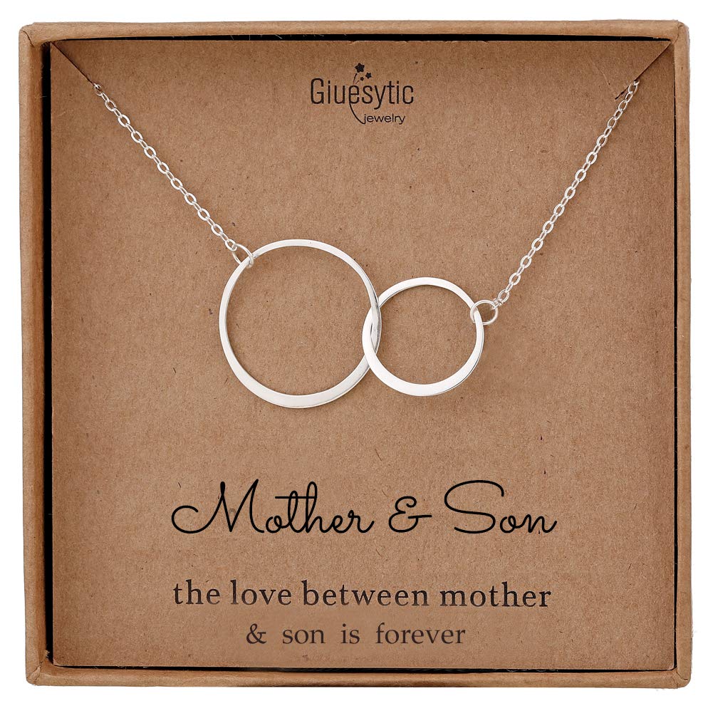 Mother Son Sterling Silver Interlocking Infinity Necklace Gift for Mom from Son on Mother's Day & Birthday, Christmas