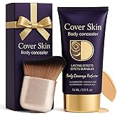 Waterproof Body Concealer With Body Brush for Leg & Body Makeup, Buildable Coverage Body Foundation for Uneven Skin Tone, Fine Lines & Dark Spots, Long-Lasting, Transfer-Resistant Natural Finish